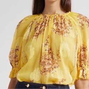 Ulla Johnson Yellow Floral Blouse